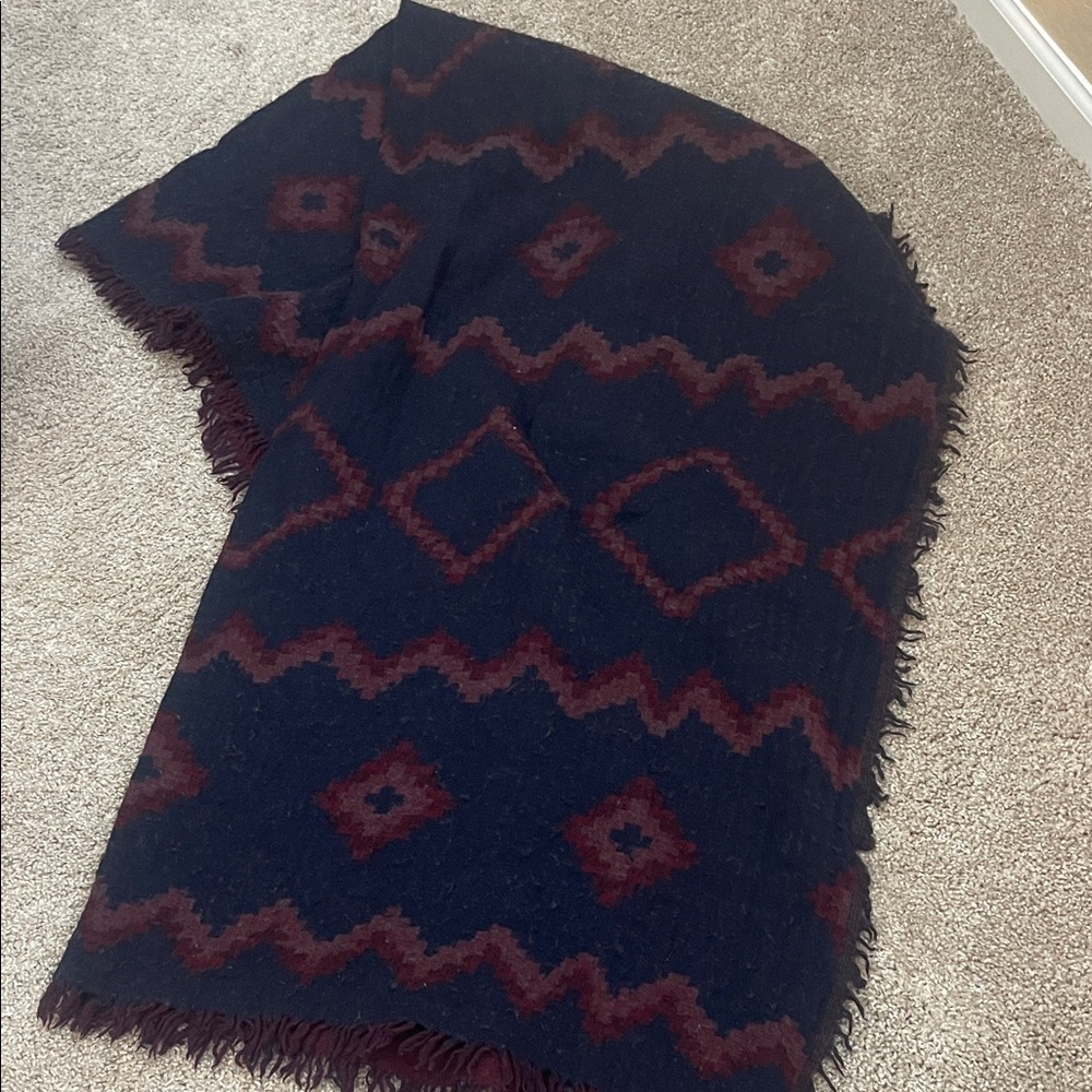 Wilfred Burgundy and Navy Wool Blanket